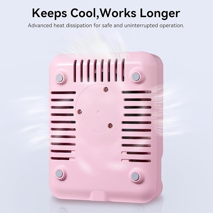 Makartt Compact Rechargeable Nail Dust Collector - 5500RPM Dust Collector Nail Tech ERYNOS Adjustable Speed,Quiet for Polishing Cuticle Manicure Salon&Home Use With 10pcs Filters&Dust Brush White