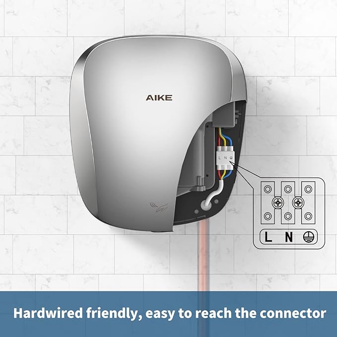 AIKE Air Tank Heavy Duty Hand Dryer HEPA Filter UL Approved 120V 1400W Polished Stainless Steel Finish Model AK2903