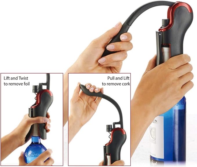 KEISSCO Wine Opener Compact Vertical Corkscrew Wine Bottle Opener with Built-in Foil Cutter