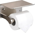 Homely Trove Toilet Paper Holder with Shelf - Self Adhesive Tissue Towel Dispenser or Wall Mounted Toilet Paper Roll Holder - Rustproof Bathroom Phone Holder Tissue Holder Brushed Nickel