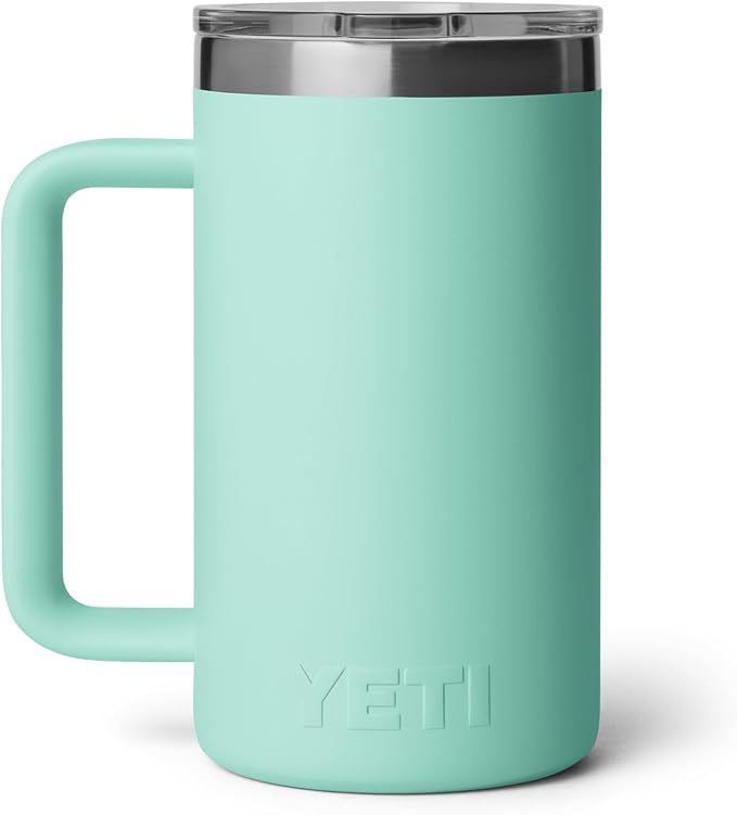 YETI Rambler 24 oz Ceramic Lined Stackable Mug 2.0, Vacuum Insulated, Stainless Steel with MagSlider Lid, Seafoam