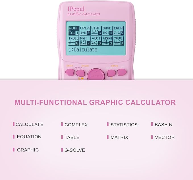 Graphing Calculator,IPepul Scientific Calculators 10 Modes /4 Graphing Functions,Desktop Math Calculator for College Students,School Supplies for Middle High School Teachers Office（Pink）