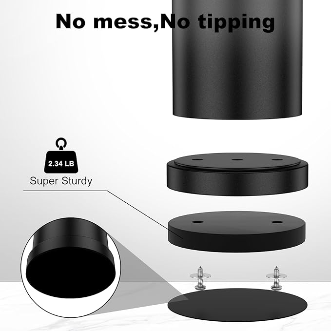 Black Toilet Brush and Holder Set，Stainless Steel Heavy Duty Toilet Bowl Brush，Extra Long Handled Modern Toilet Cleaner Brush with Replaceable Head, Removable Inner Bowl, and Splash Protection