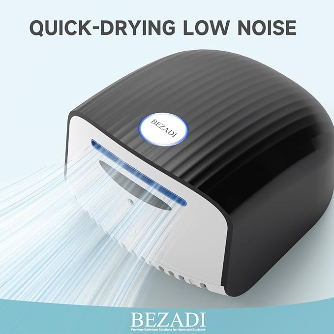 1200W Commercial Hand Dryer, High-Speed Hot & Cold Wind, Wall Mounted, Automatic Hand Dryer for Home, Bathroom, Industry - 110V, Black, ABS Material
