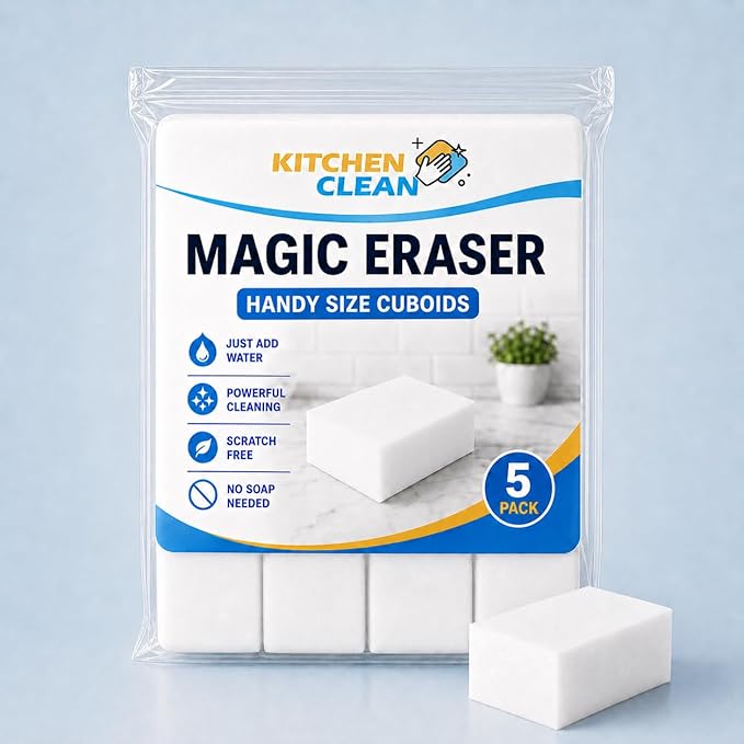 ™ Magic Eraser Cuboids | Chemical Free Multipurpose Nano-tech Magic Sponge | Switch Boards Taps Wall Stain Remover Glass Shoes Sneakers Cleaning Sponge Cut Cuboids (Pack of 5 Cuboids)