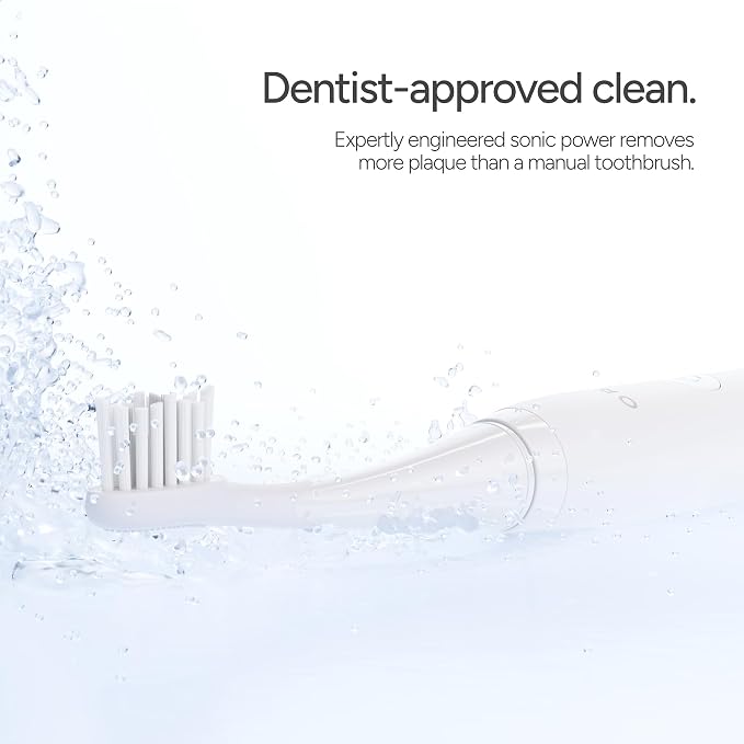 ORDO Sonic Lite Electric Toothbrush, Adults, Rechargeable, USB-C, Snow | Rechargeable sonic electric toothbrush, 35,000 pulses/min, dual modes, smart timer, 5+ week battery, USB-C charger