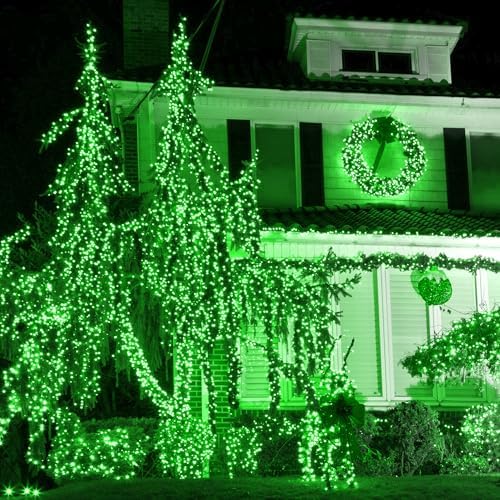 164Ft 500 LED Green Halloween Lights, Waterproof 8 Twinkle with Memory Functions Green String Lights for Indoor Outdoor Tree Garden Halloween Decoration