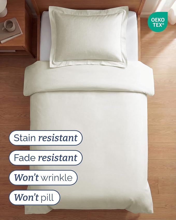 Duvet Cover Twin/Twin XL Size Set - Extra Soft Twin/Twin XL Duvet Cover 68" x 90" with 1 Pillow Sham for Women, Men, Kids & Teens - Comfy, Easy-Care & Fade Free with Zipper Closures and Ties (Ivory)