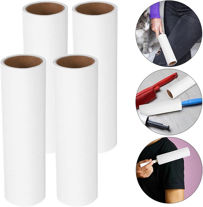 Heavy-Duty Lint Roller Replacement Refills 10 Rolls Extra Sticky Pet Hair Remover Paper Core 38mm Inner Diameter for Clothes, Carpet, and Furniture Cleaning
