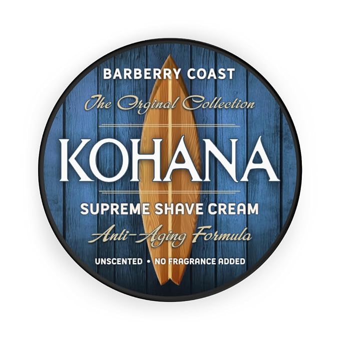 Barberry Coast Shave Co. Unscented Kohana Shaving Cream - Perfect for Men with Sensitive Skin - Full of Organic Soothers, Moisturizers & Anti-Oxidants