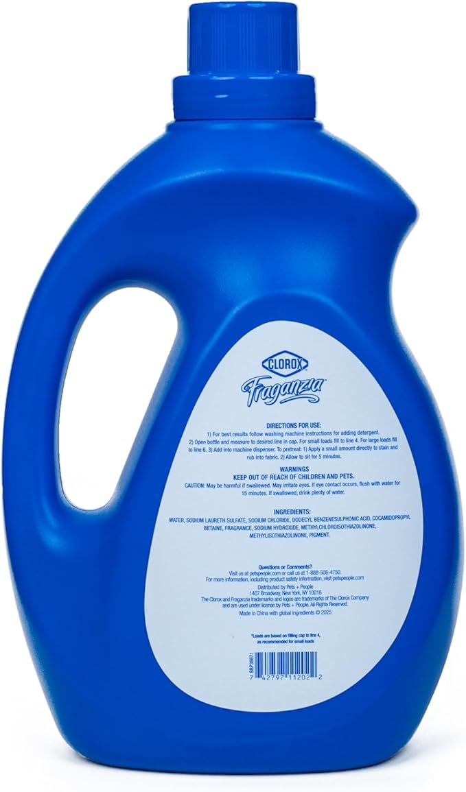 Clorox Fraganzia Liquid Laundry Detergent with Long-Lasting Linen Scent, High Efficiency Formula, 65 Loads per Bottle, All Washers, Fresh Fragrance, 100 Fl Oz