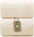 Alusa Home 100% Organic Luxury Bath Sheets - GOTS Certified - Extra Large 35x70 Inches (Pack of 2) Zero-Twist, Long-Staple Cotton Bath Sheet Set (Papyrus)