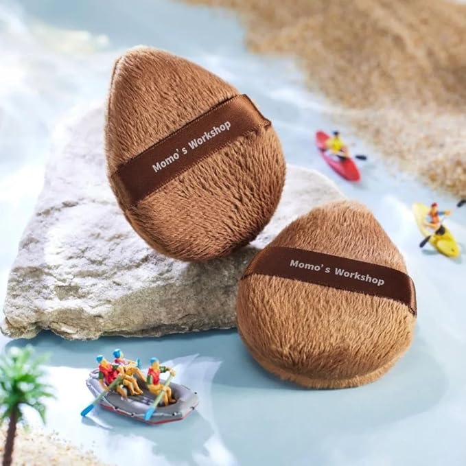 Momo's Workshop Powder Puff 2Pcs Long Fluffy Egg Powder Puff for Powder & Blush