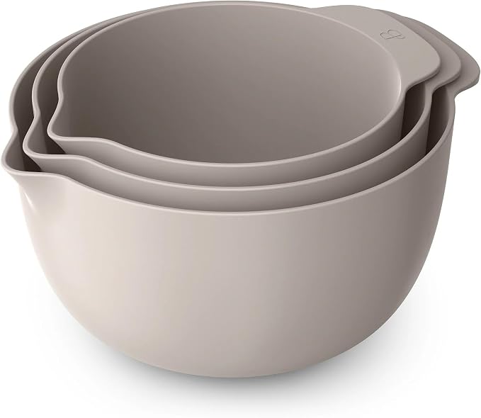 14 Piece Mixing Bowl and Measuring Set, Nesting Kitchen Prep Set with Measuring Cups Spoons Whisk Spatula, BPA Free Dishwasher Safe Baking Set (Porcini Taupe)