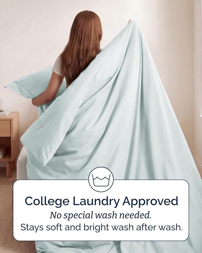 Duvet Cover Twin/Twin XL Size Set - Extra Soft Twin/Twin XL Duvet Cover 68" x 90" with 1 Pillow Sham for Women, Men, Kids & Teens - Comfy, Easy-Care & Fade Free w/ Zipper Closures & Ties (Ice Blue)