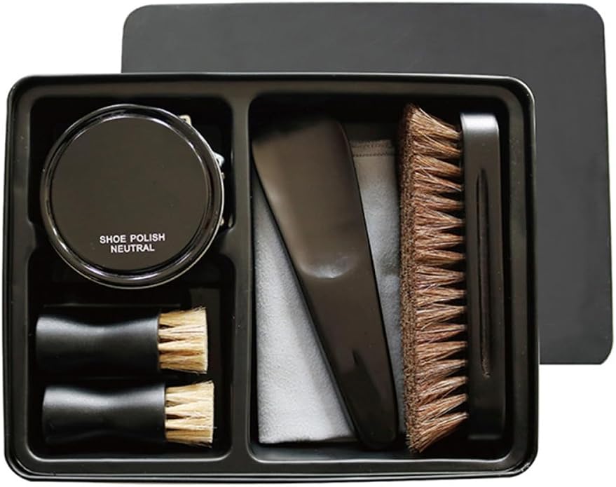 Angoily Portable Leather Shoe Care Set with Dark Cream Polish and Shoe Brush for Effective Cleaning and Boots Creative Design for Men and Women