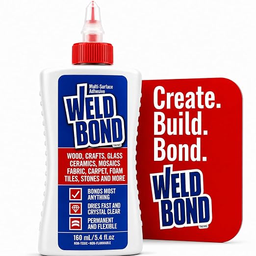 Weldbond Multi-Surface Glue Non Toxic for Mosaic Wood Ceramic Craft 5.4oz | Non Toxic Glue Dries Crystal Clear Heavy Duty Adhesive Glue for Craft, Ceramic, Wood Working, Glass, Porcelain, Tile and more