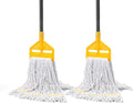 KeFanta 2 Pack Commercial Mop Heavy Duty Industrial Mops,60 inch Long Handle with Looped-End String Cotton Wet Mop Head Replacement for House,Kitchen,Laminate,Tile,Vinyl,Hardwood Floor Cleaning