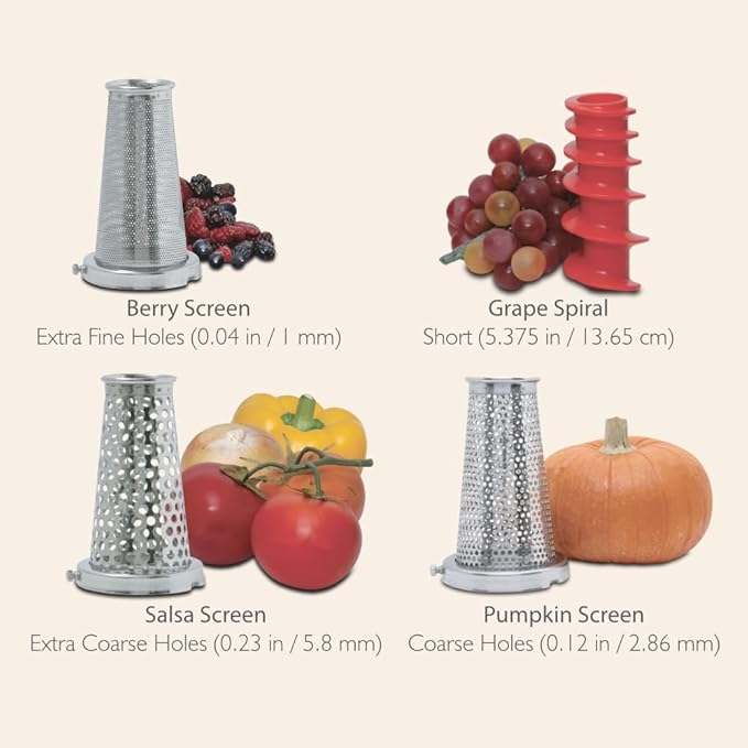 Johnny Apple Sauce Maker, Tomato Sauce, Salsa, Pumpkin Puree, Berry Sauce, Remove Skins & Seeds From Produce, Model 250 Clamp Based Food Strainer (Strainer + Accessories)