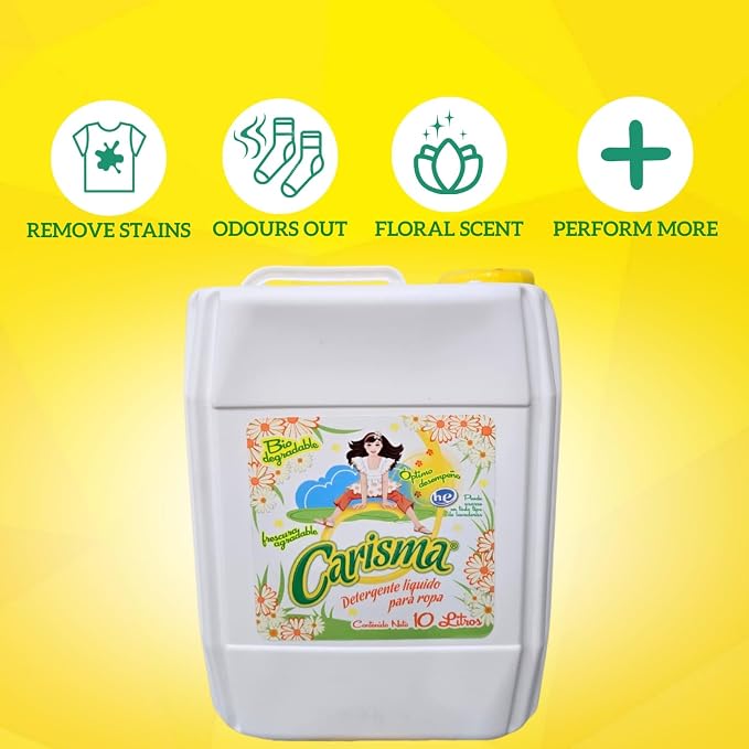 Carisma Fabric Softener Liquid - Floral Fresh Scent, Eliminates Tough Odors - Safe for All Fabrics & Washers - 10 Litre