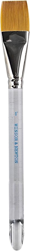 Winsor & Newton 5466125 Series 995 Aquarelle Golden Nylon Short Flat Wash 1" Handle Brush