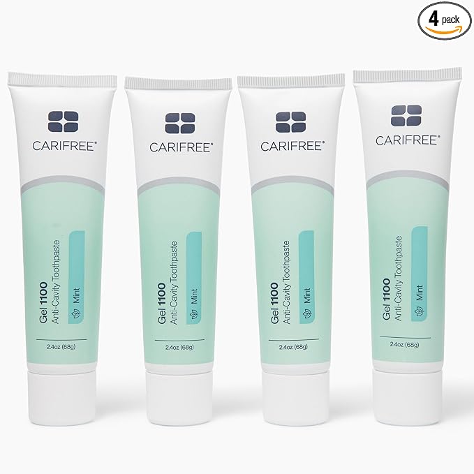 CariFree 1100 Fluoride Toothpaste, Nano Hydroxyapatite, Mint, 2.4 oz, 4 Pk | Anti-cavity pH neutralizing gel; enamel protection; dentist recommended; multipack value for the whole family.