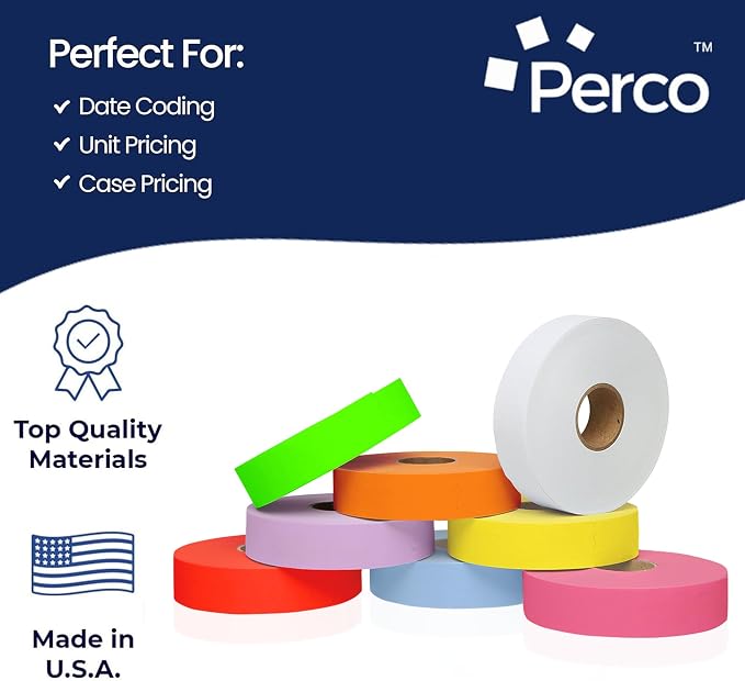 Pricing Labels for Monarch 1131 Multicolored - Includes White, Yellow, Blue, Lavender & Fluorescent Colors (Red Green Pink Orange) - 160,000 Labels w/ 64 Rolls Value Pack, 8 Sleeves - Made in USA