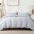 AveLom Light Gray Duvet Cover King Size, Textured Seersucker Duvet Cover Set, Soft Washed Microfiber with Zipper Closure and Corner Ties, 3 Pieces, 104" x 90" Duvet Cover & 2 Pillowcases
