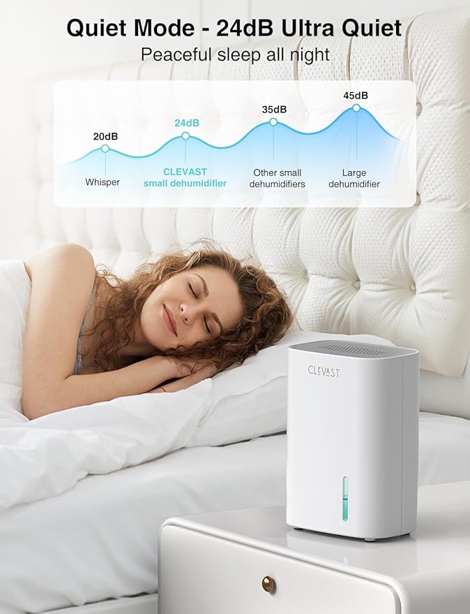 CLEVAST Small Dehumidifier for Home, 30oz Compact Mini Dehumidifier with Auto Shut-Off, Quiet 24dB Portable Air Dehumidifier for Bathroom, Bedroom, Closet, Camper