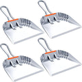 Mumufy 4 Pack Industrial Metal Dustpan 12" Heavy Duty Dust Pan with Handle Handheld Dustpan Wide Scooper Dust Debris Sweeping Tool Precision Edge Ideal for Cleaning Indoor Outdoor Surfaces (Silver)