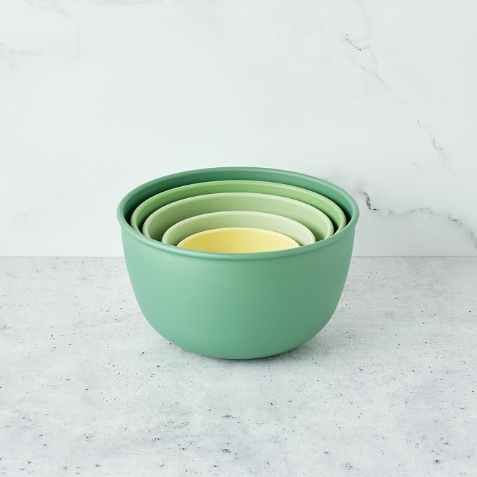 Bamboozle Mixing Bowls | 5 Piece Plant-Based Nesting Bowl Set | Matte Finish | Multi-Color | Dishwasher and Microwave Safe | Fresh Guacamole