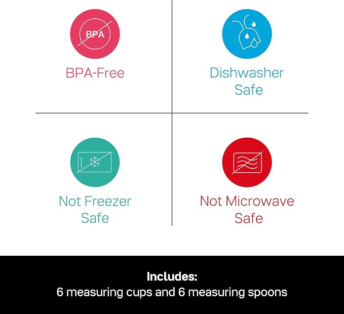 TUPPERWARE Brand Measuring Mates Set - 6 Measuring Cups + 6 Spoons - Dishwasher Safe & BPA Free