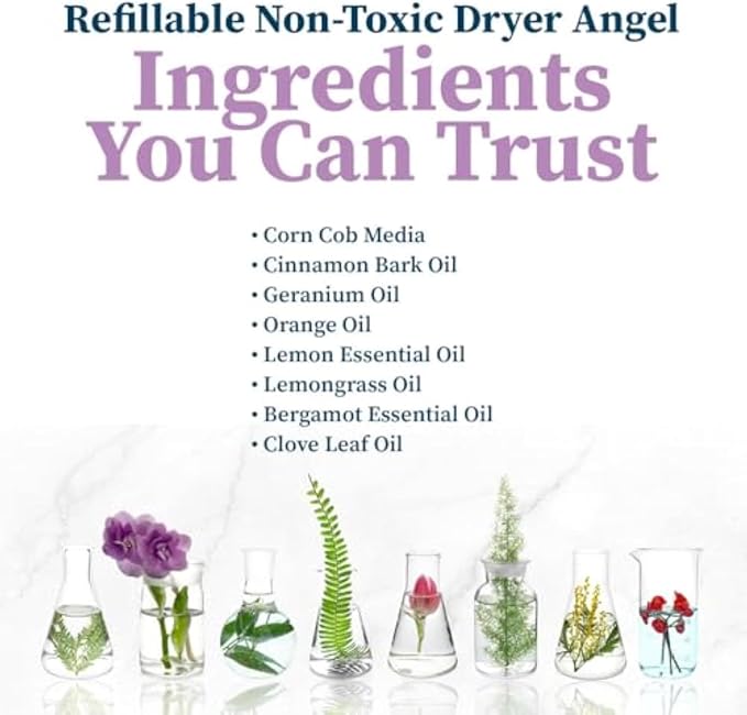 Truly Free Dryer Angel - Natural Dryer Sheet Alt, Non-Toxic Reusable Fabric Softener Booster Sheets, Safe for Babies and Sensitive Skin, Laundry Room Essentials - Germanium Scent - 2 Packs + 2 Refills