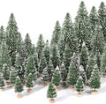 30Pcs Mini Christmas Trees Artificial Christmas Tree Bottle Brush Trees with Wooden Base for Christmas Decor Christmas Party Home Table Craft Decorations(Green-A)