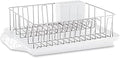 Farberware Classic Large Rust Resistant Full Dishrack with Removable 3 Compartment Flatware Caddy, Andlged Drain Board, 3-Piece, White