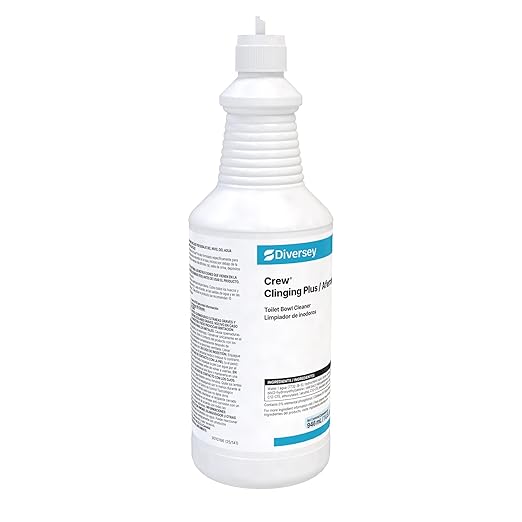 Diversey CREW 9302467 Clinging Plus Toilet Bowl Cleaner, Commercial Strength Formula Cleans Urinals, Ceramic, Porcelain, Unscented Green Liquid, Ready-to-Use Squeeze, 32-Ounce (Pack of 12)