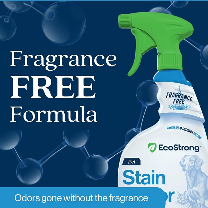 Eco Strong Pet Stain and Odor Remover - Cat Urine Enzyme Cleaner, Urine Destroyer for Dogs, Pet Urine Enzyme Cleaner [All New Fragrance Free] - 32oz