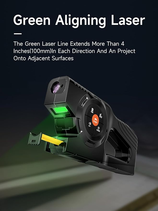 3-in-1 Digital Tape Measure, 196Ft Laser Measurement Tool & Auto Lock Tape with Instant Digital Readout and Green Laser Extension, Measuring List with Memory
