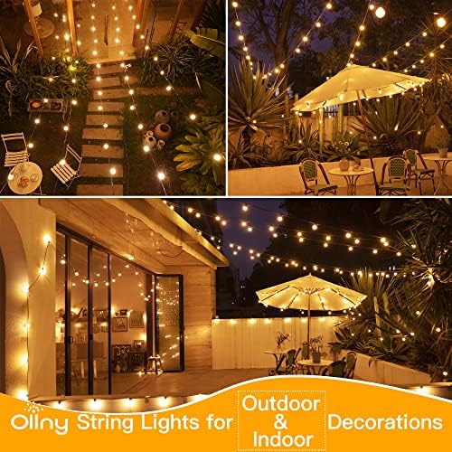 Ollny Outdoor String Lights, 100FT LED Patio Lights Waterproof Plug in