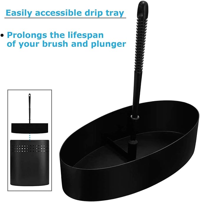Blue Donuts Toilet Brush and Plunger Set with Holder, Modern Black Bathroom Accessories Toilet Plunger and Toilet Bowl Brush Combo