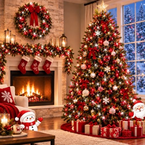 OZS Connectable 2-Pack 164Ft 400LED Christmas String Lights, Red & White