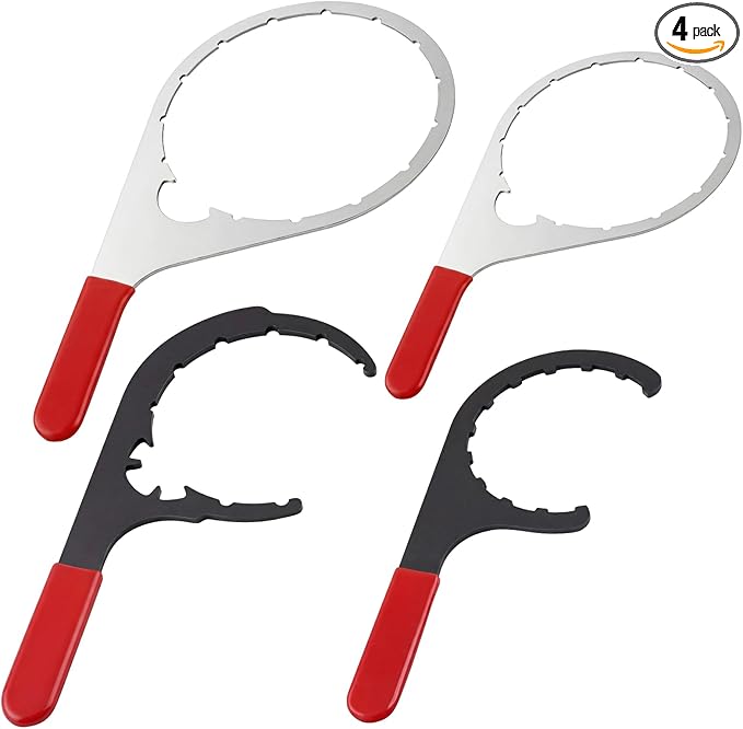 4 Pcs Fuel Filter Wrench Set, 4.6'' & 5'' & 6'' & 8'', Compatible with Various Fuel Filter Sizes Include Water Separator, Engines (Red)