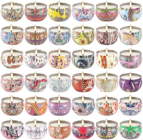 Scented Candles Gifts Set of 36 – 2.5oz Aromatherapy Travel Tin Candles, Relaxing Fragrances for Home, Spa, Gifts for Family, Friends, Teachers, Thank You Presents (Assorted Scents).