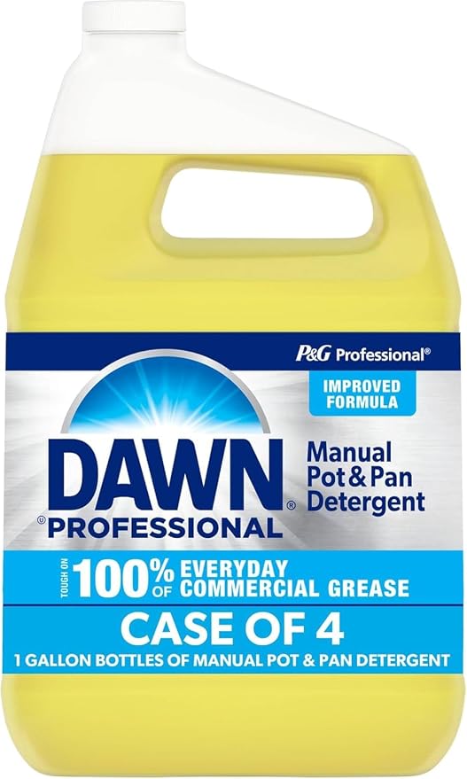 Dawn Dishwashing Liquid Soap Detergent, Bulk Degreaser Removes Greasy Foods from Pots, Pans and Dishes in Commercial Restaurant Kitchens, Lemon Scent, 1 Gal (Case of 4) (Packaging May Vary)