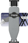 Hanger Iron Board 43" X 13" with Heat Resistant Cover and Thicken Felt Pad, Safety Iron Rest, Anti-Skid Feet, Height Adjustable, Heavy Duty (Grey B)