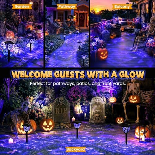 GIGALUMI Solar Halloween Lights Outdoor Decor, Solar Pathway Lights 6 Pack
