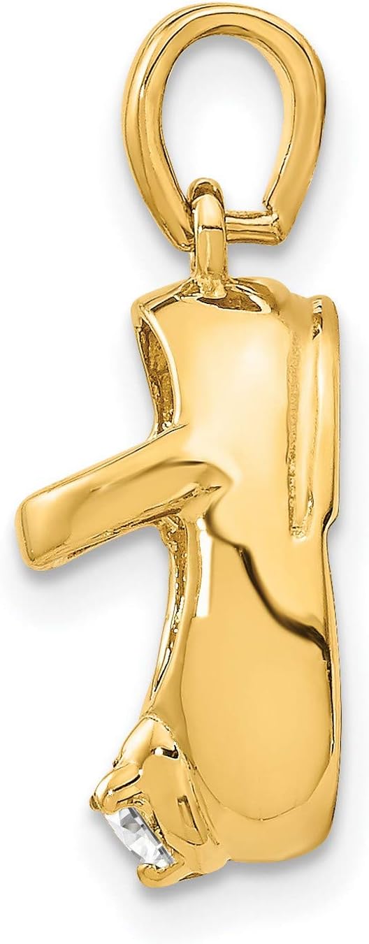 14k Yellow Gold Shoe Pendant with Diamond Accent, Polished Finish, Symbolic Fine Jewelry Charm for Women