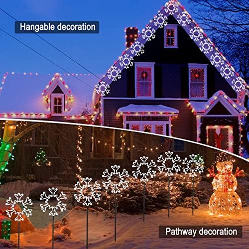 Brightown Snowflakes Christmas Pathway Lights Outdoor, 10 Large Snowflakes Christmas Decorations Outdoor Yard, Pathway Marker Stake Lights for Patio Ground Path Sidewalk Walkway Driveway