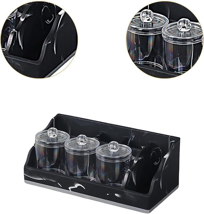 Bathroom Counter Organizer Toothbrush Holder Durability Home Use 5 Compartments Resin with 3 Qtip Holder Toothbrush Organizer (Black)