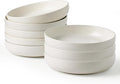 famiware Milkyway Pasta Bowls Set of 8, 33 oz Large Salad Bowls, Double Reactive Glaze, Sturdy & Stackable, Ideal for Housewarming, Festivals, Matte White